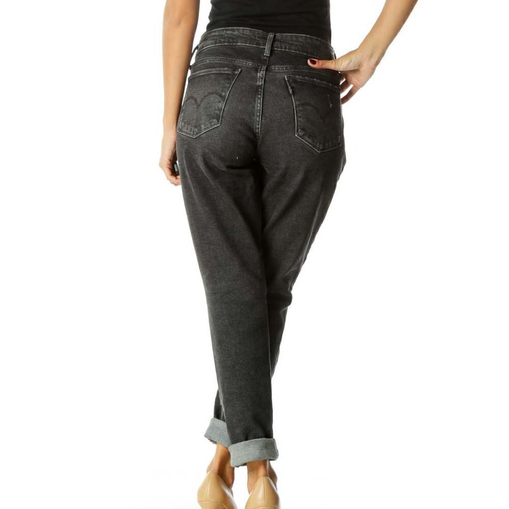 Levi's Black Distressed Mid-Rise Skinny Jeans - Picture 3 of 3